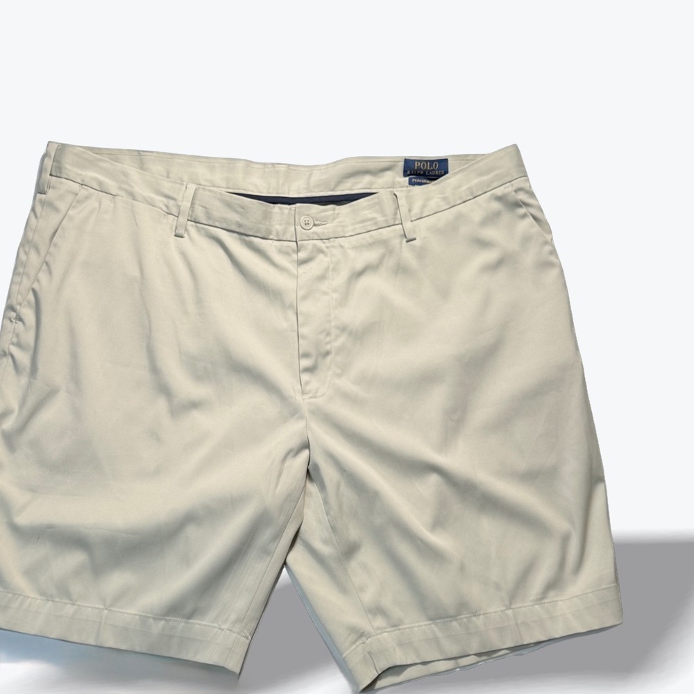 Polo Ralph Lauren Golf Shorts Performance  Stretch Mens 42 Khaki Tan Flat Front